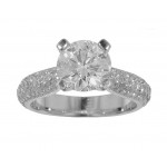 3.07 ct Ladies Round Cut Diamond Engagement Ring With Accents Diamonds